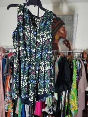 Floral Black Sleeveless Romper